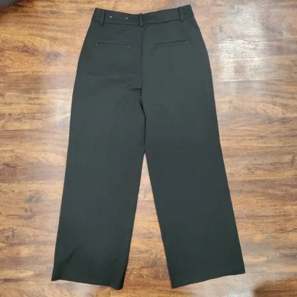 LOFT Black The Peyton Trouser Sleek Front Pleat Wide Leg Pants Women's Size 8 - Picture 3 of 11